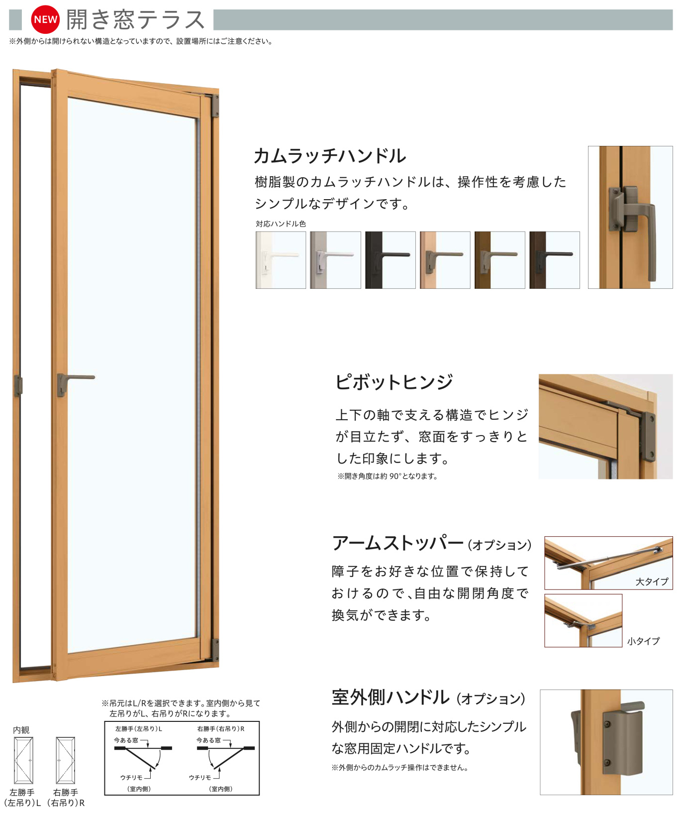 YKKAP樹脂製内窓【ウチリモ】 内開きテラスドア